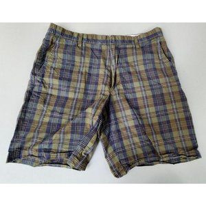 Banana Republic Mens 36 Shorts Blue Green Plaid 100% Cotton